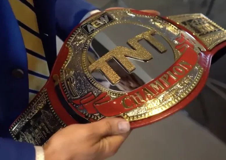 Final gold-plated TNT Championship Belt AEW 2020 design