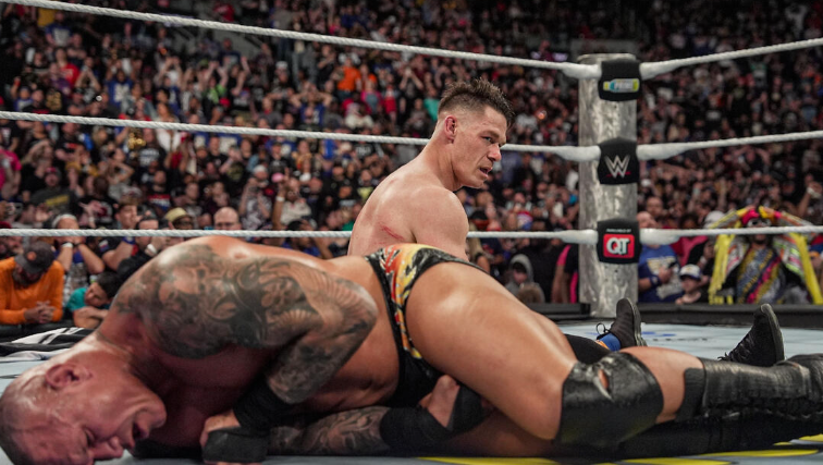 John Cena vs Randy Orton May 10 2025 – Full Match Recap & WWE Replica Belts You Can Own John Cena vs Randy Orton May 10 2025 final moment STF victory. Cena stands tall while Orton lies defeated in the center of the ring — a defining moment in WWE history.