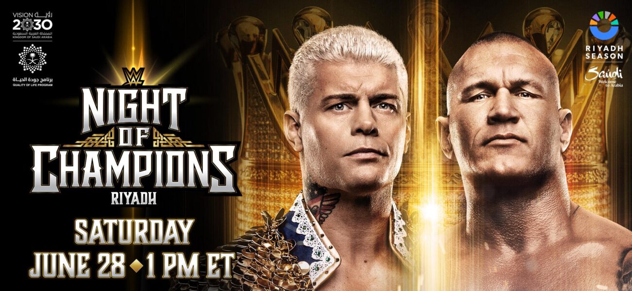Cody Rhodes vs Randy Orton 2025 King of the Ring Final showdown inside WWE ring, iconic moment from Riyadh stadium main event.